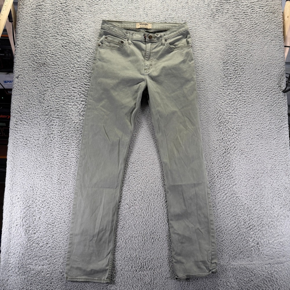 Wrangler Authentics Jeans Mens 32x34 Green Cotton Denim Straight Travel Stretch